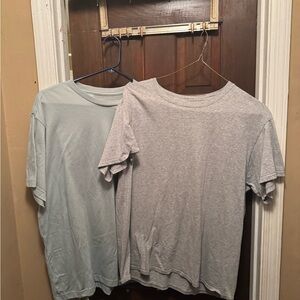 Set of 2 Mens Large Light Gray and Light Blue Short Sleeve T-Shirts